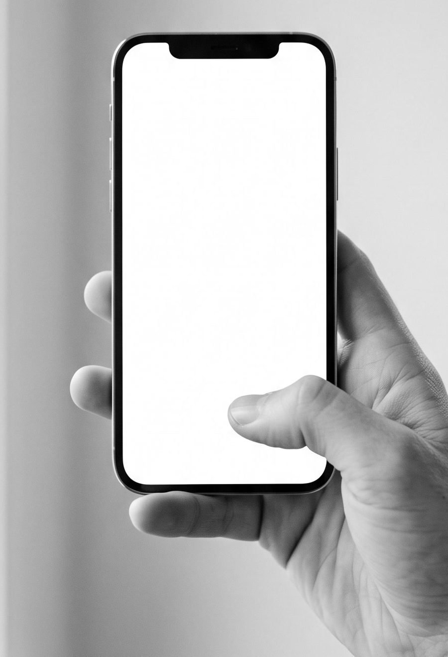 Hand hält ein Smartphone am Fenster, auf dem die neue Website von Physio am Markt läuft